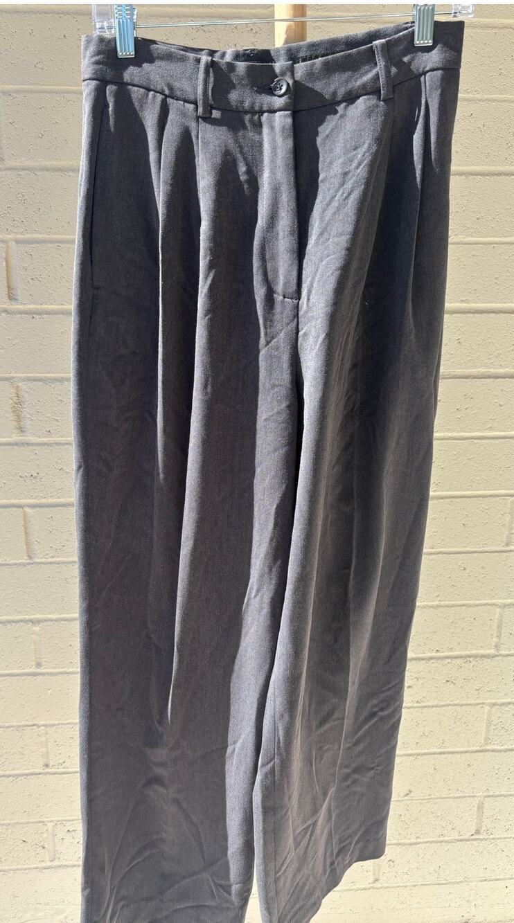 Vintage Eddie Bauer Stretch Pleated Wide Leg Trousers Women Petite 10 Charcoal
